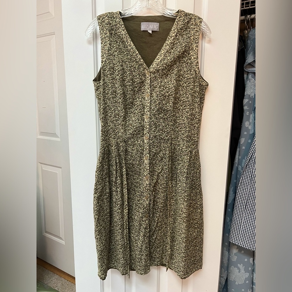 Liz Alig Brown Floral Cotton “June” Dress Size M